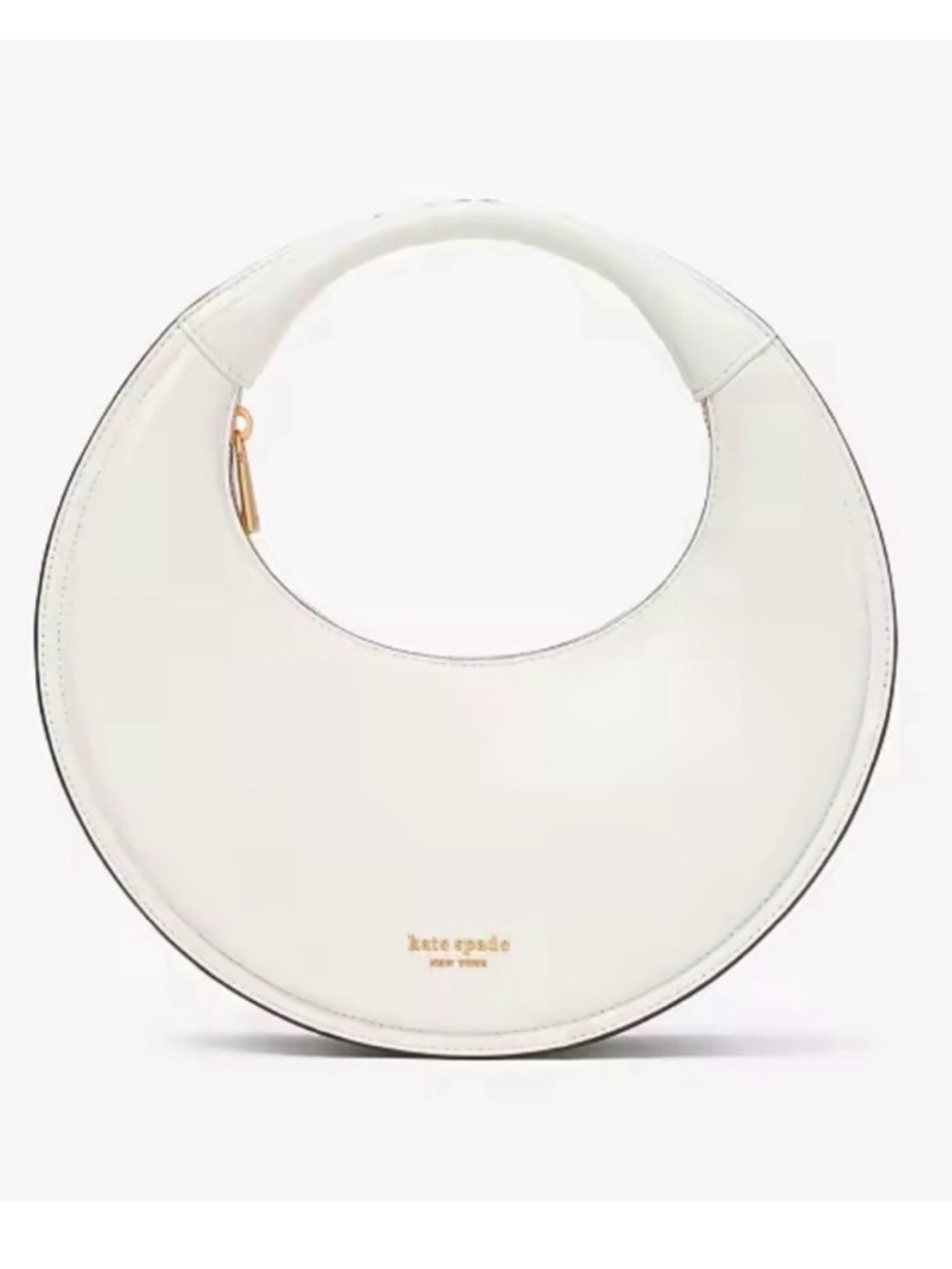 kate spade White Circular Top-Handle Mini Bag with Gold Accent